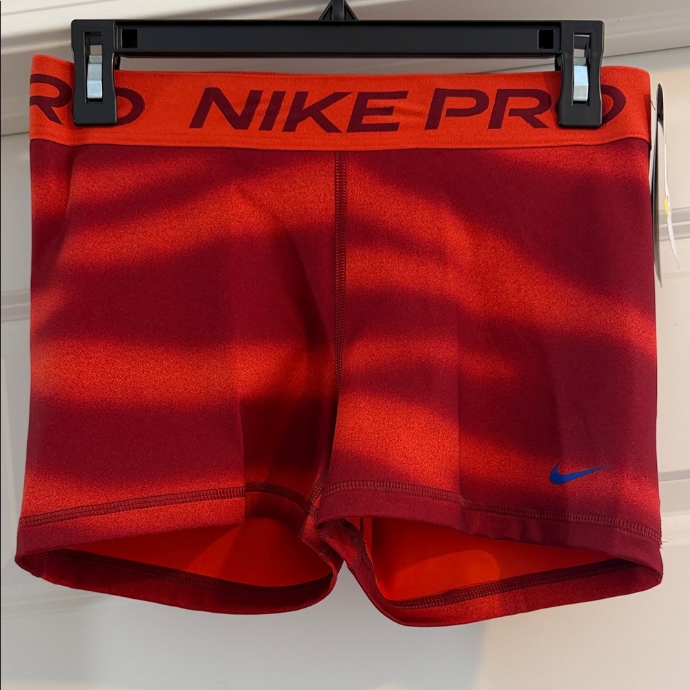 Women’s Nike Pro Red and Orange Dri Fit Shorts